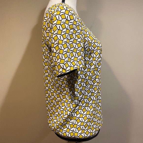 Zara Basic Yellow Geometric Square Blouse Top - Picture 5 of 8